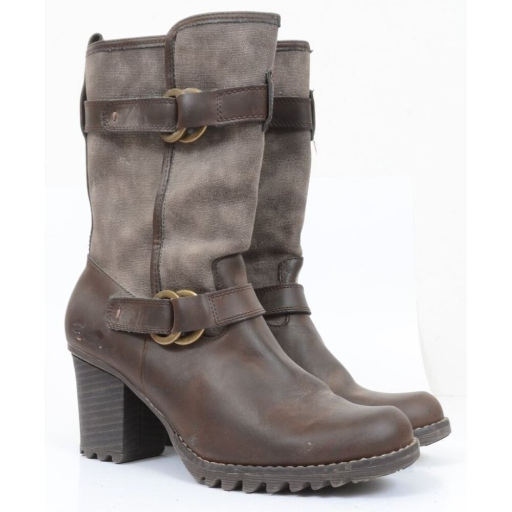 Skechers Women's 10M Brown Leather Double Harness Moto Western Cowgirl Boots